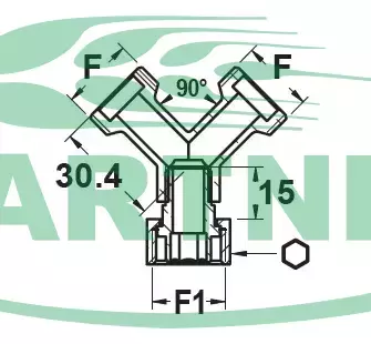 Trójnik mosiężny G1/2" AG/AG/IG 2